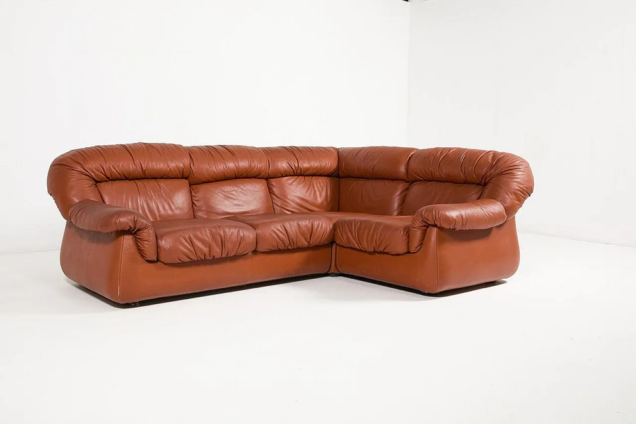 Sectional cognac leather sofa, 1960s 11