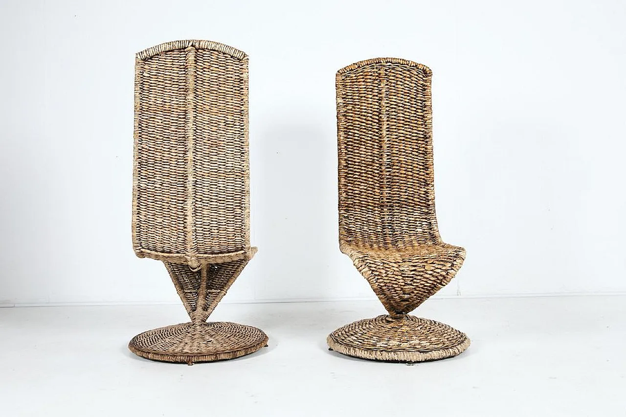 Pair of sculptural high back chairs, 1980s 2