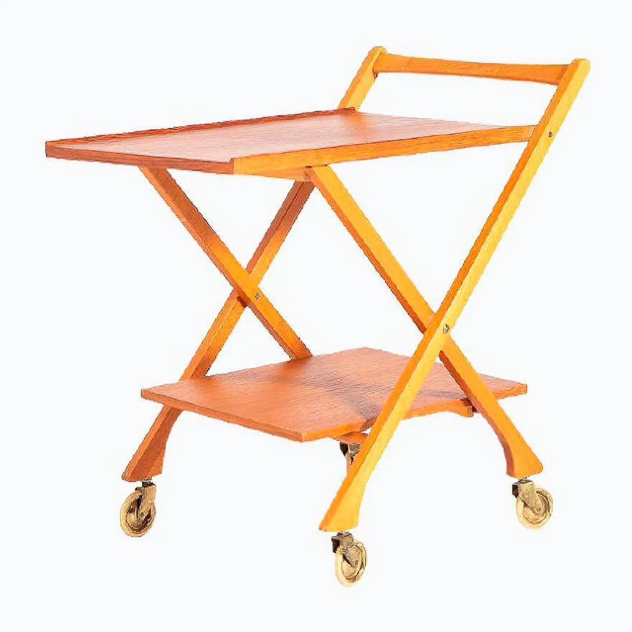 Mid-Century foldable teak serving cart, 1960s 1