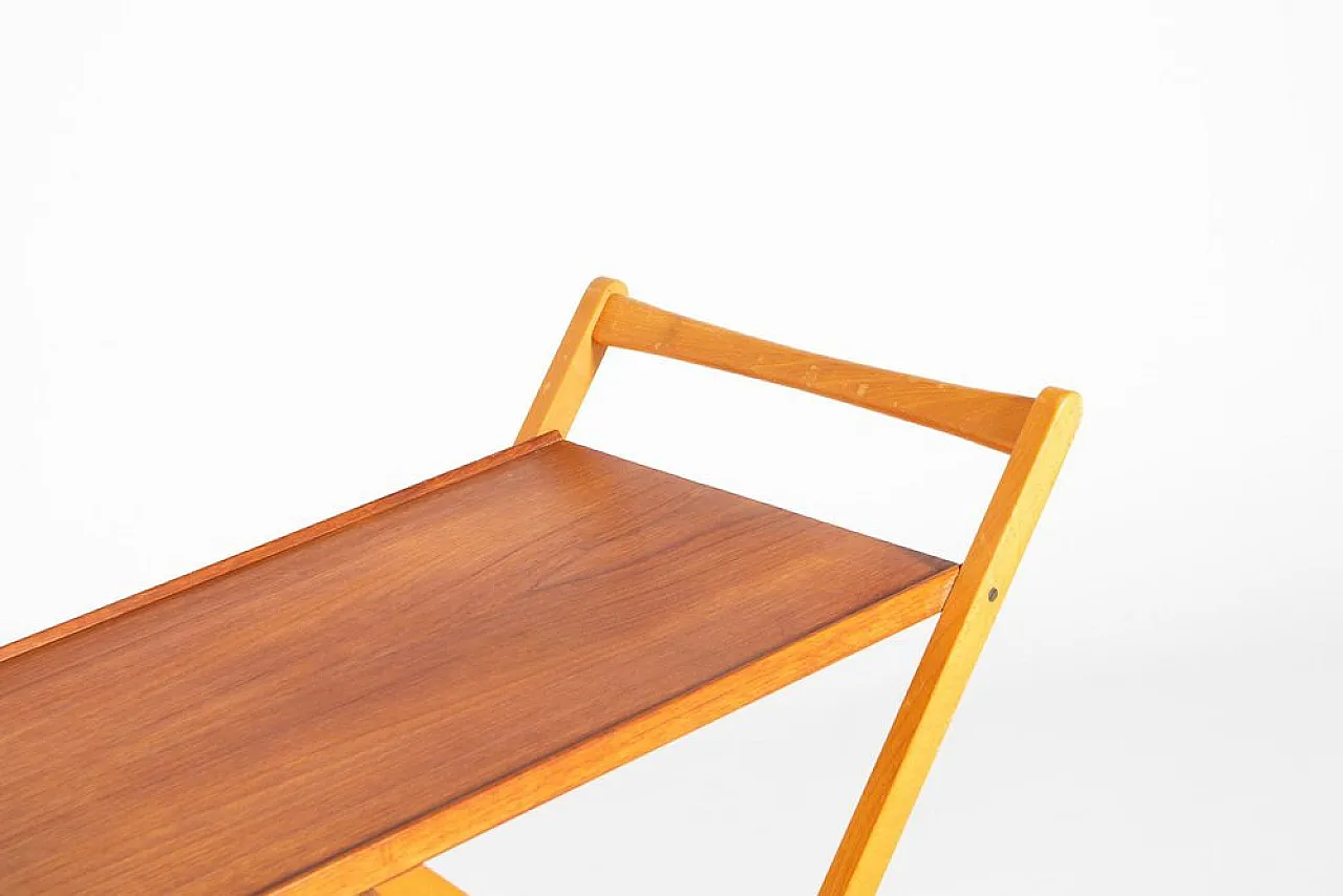 Mid-Century foldable teak serving cart, 1960s 3