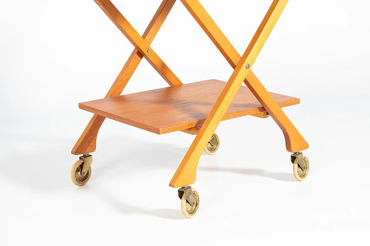 Mid-Century foldable teak serving cart, 1960s 4