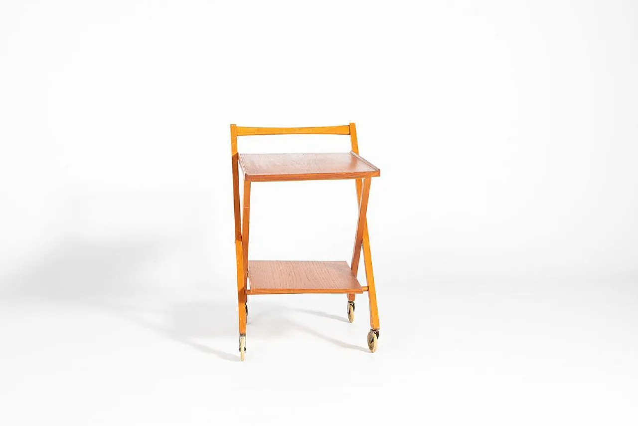 Mid-Century foldable teak serving cart, 1960s 6