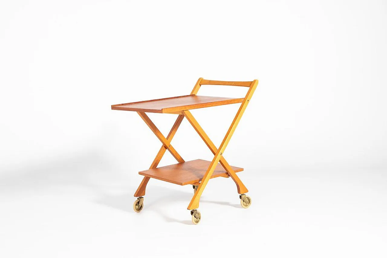 Mid-Century foldable teak serving cart, 1960s 7
