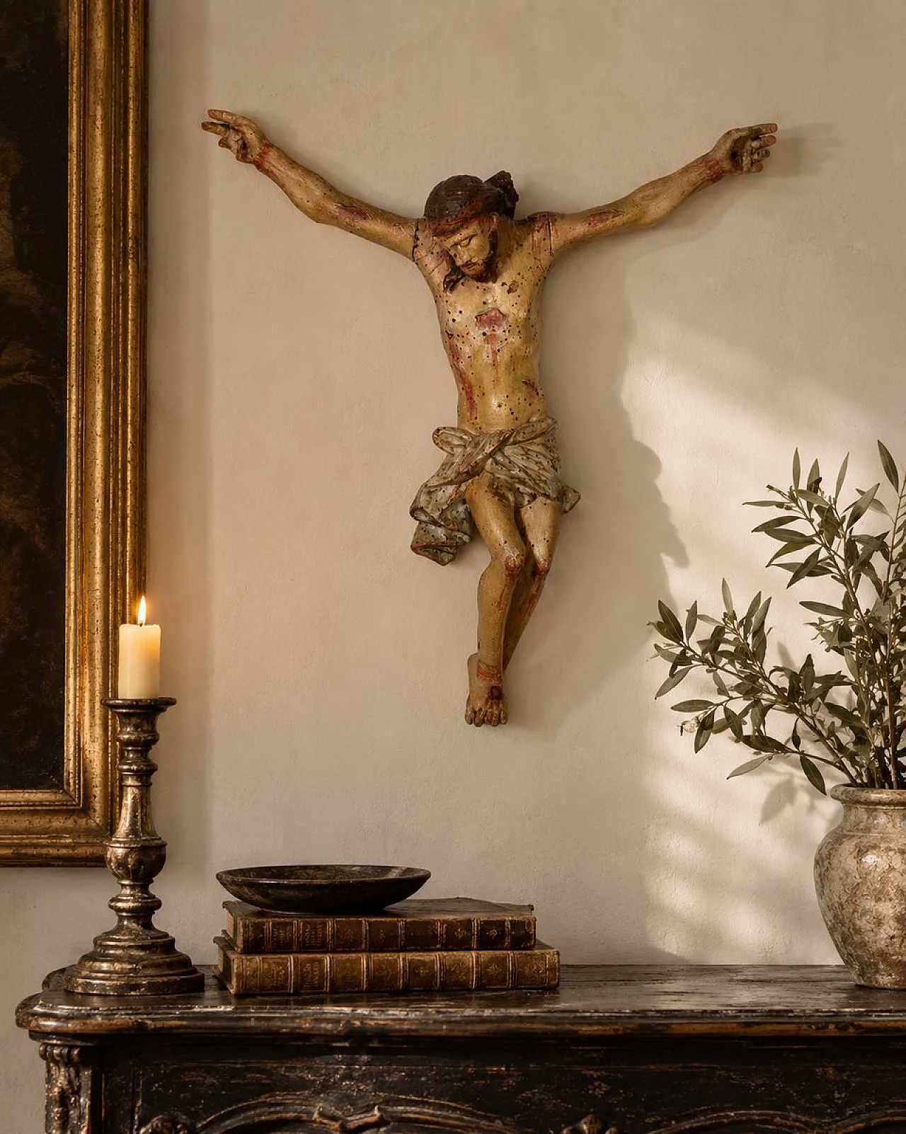 Italian Artist, Corpus Christi Sculpture, polychrome wood,19th century 15