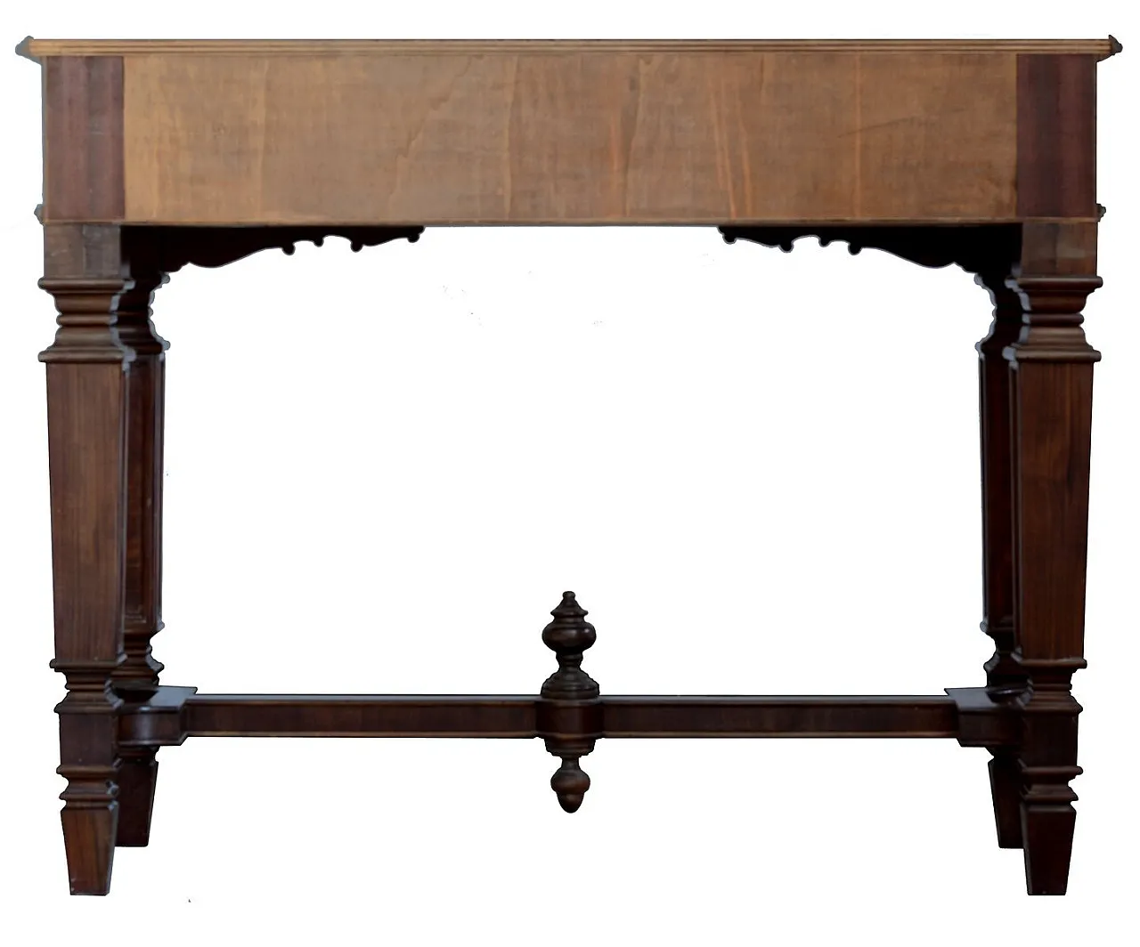 Mid-Century walnut and burl wood console table, 1950s 2