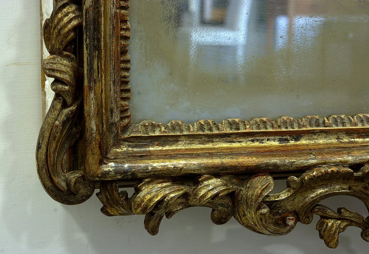 Specchio Luigi XV in legno dorato e vetro al mercurio, '800 3