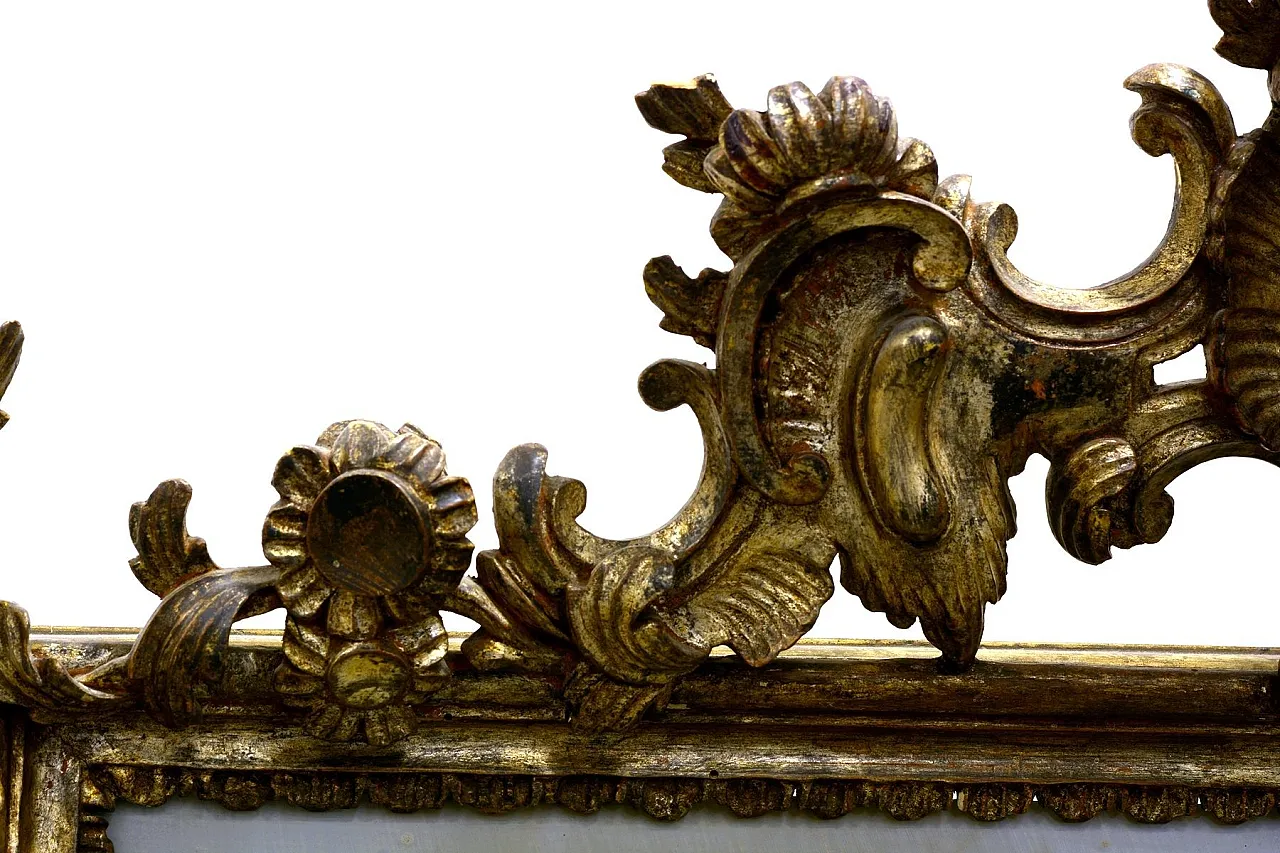 Specchio Luigi XV in legno dorato e vetro al mercurio, '800 7