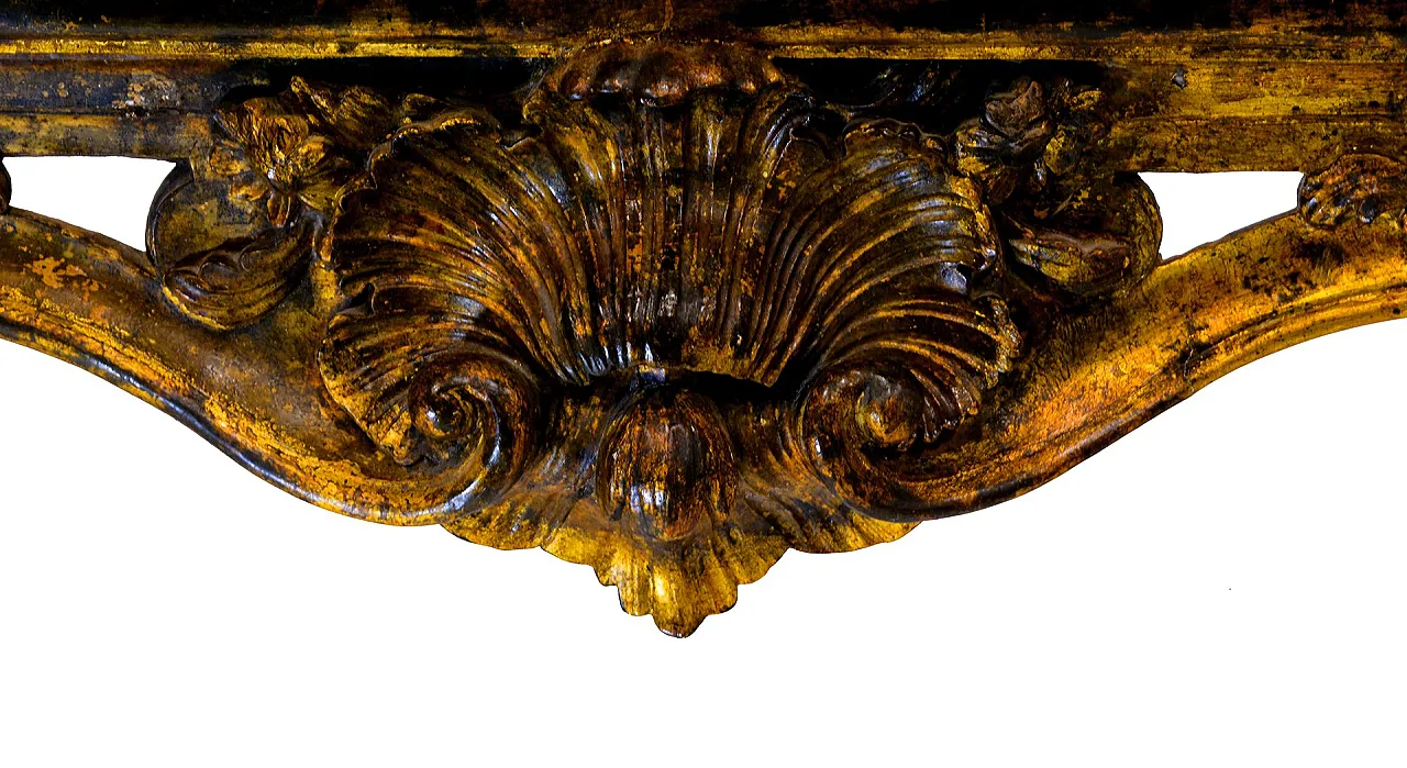 Louis XIV console in wood and Siena marble, 18th century 2