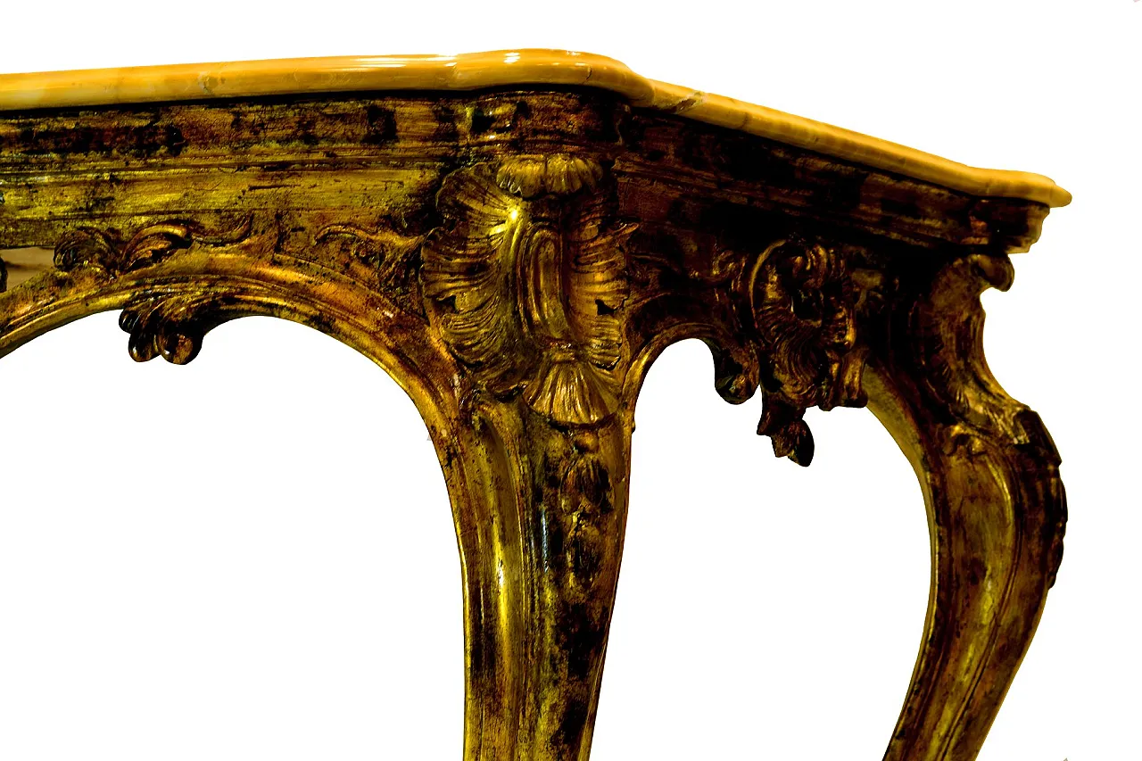 Louis XIV console in wood and Siena marble, 18th century 5