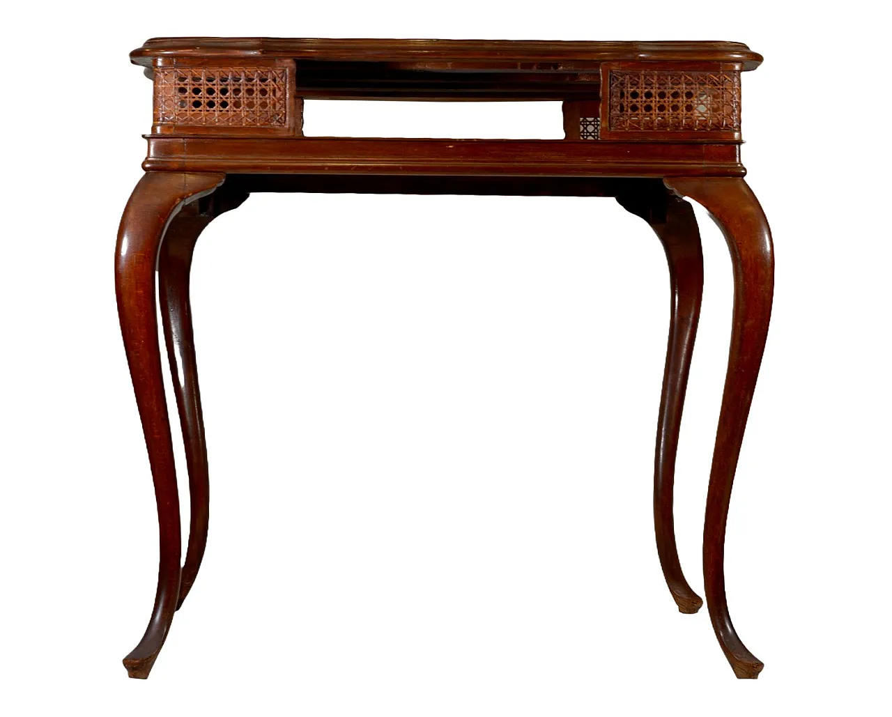 Walnut game table with woven cane inserts, 1920s 1