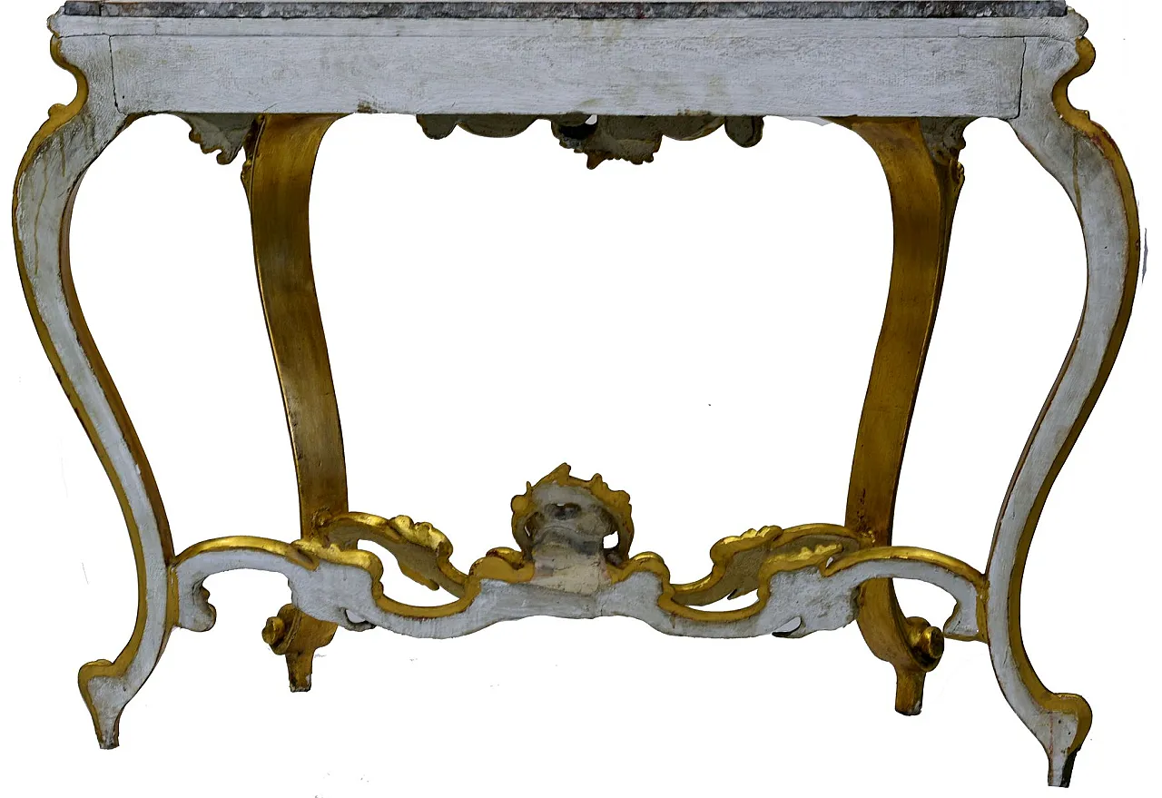 Louis Philippe giltwood table with red marble top, 19th century 3