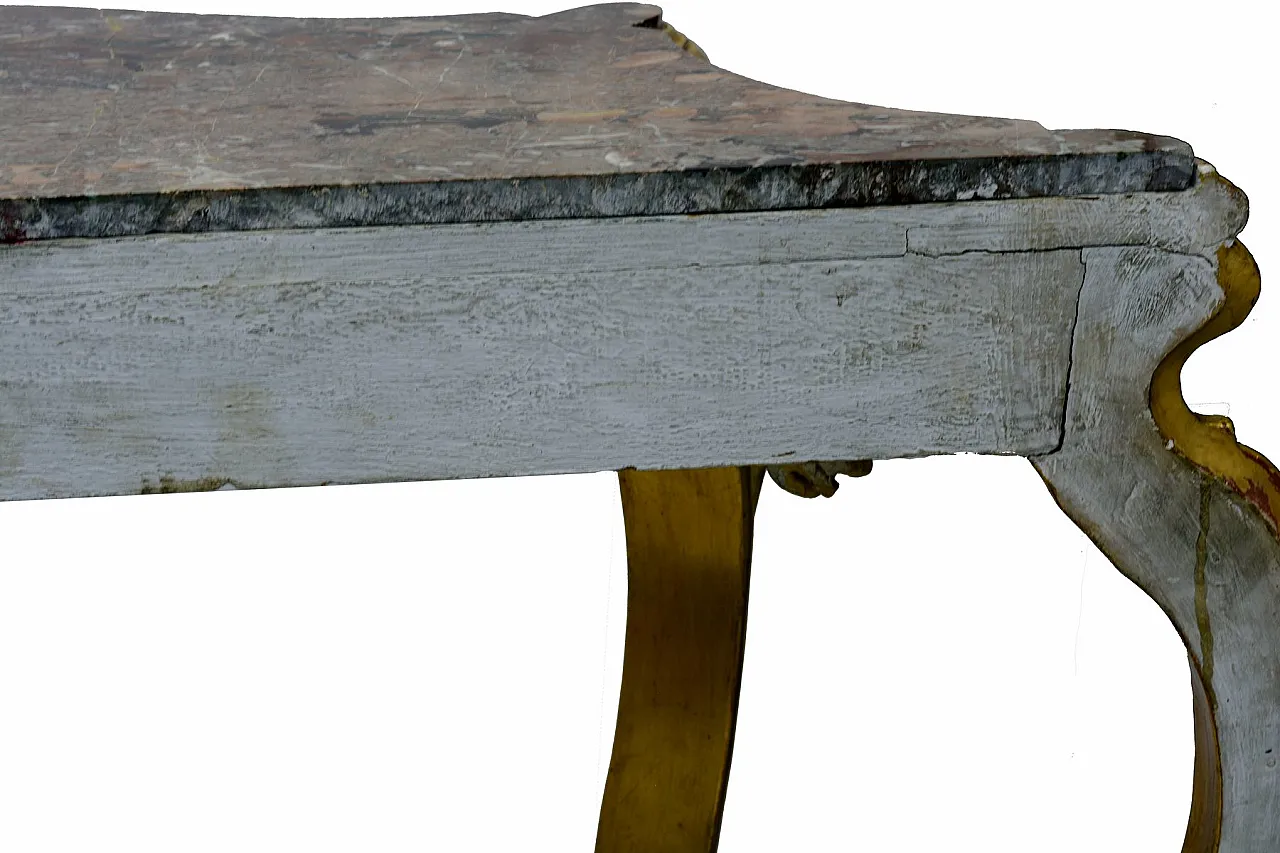 Louis Philippe giltwood table with red marble top, 19th century 4