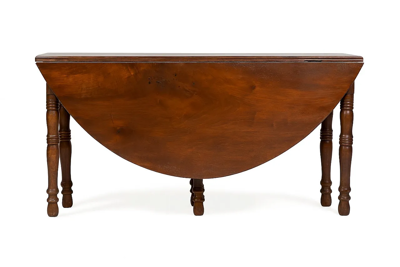 Walnut drop-leaf table with accordion opening, 19th century 1