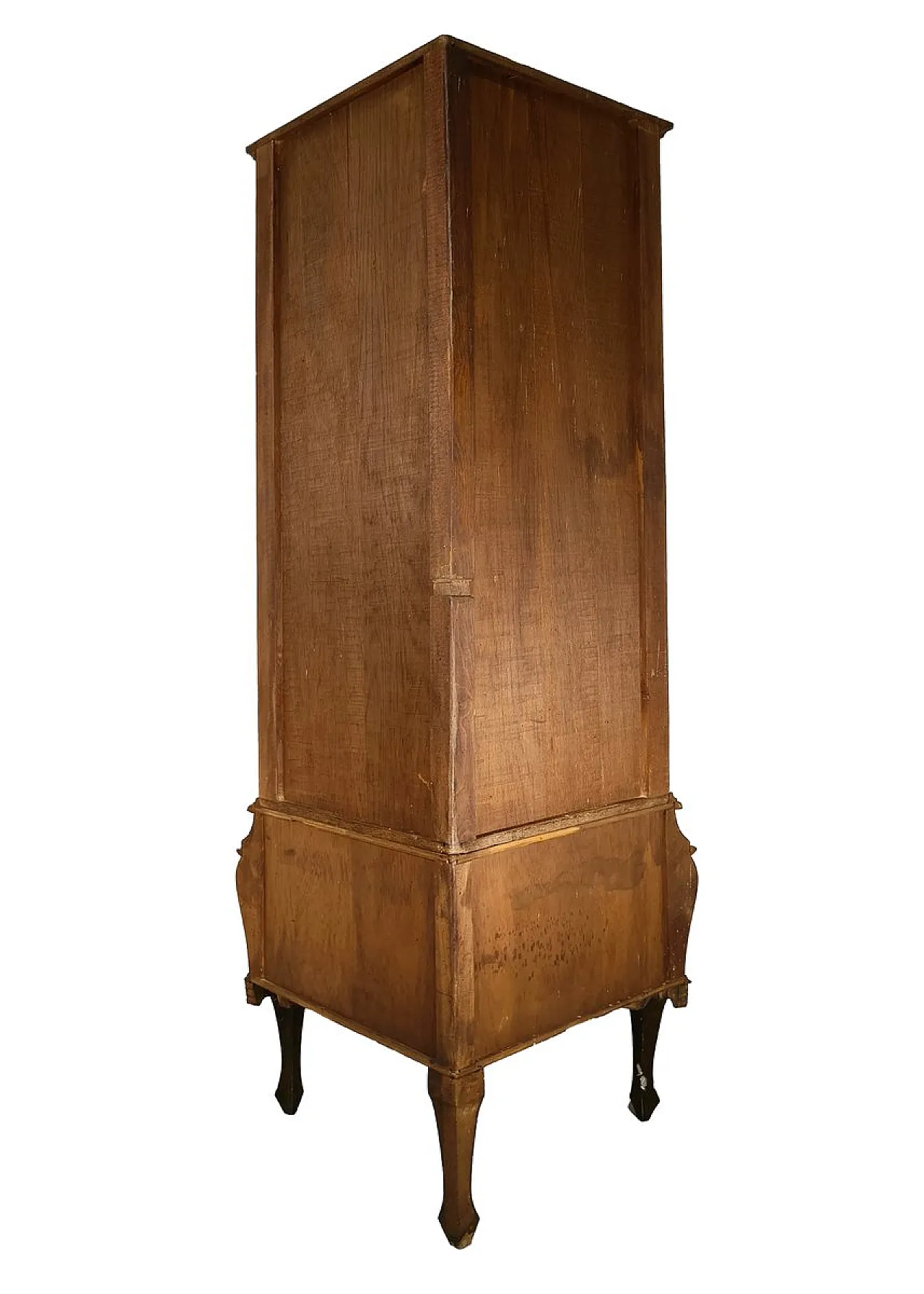 Walnut corner cabinet with inlaid wood and glass doors, 19th century 2
