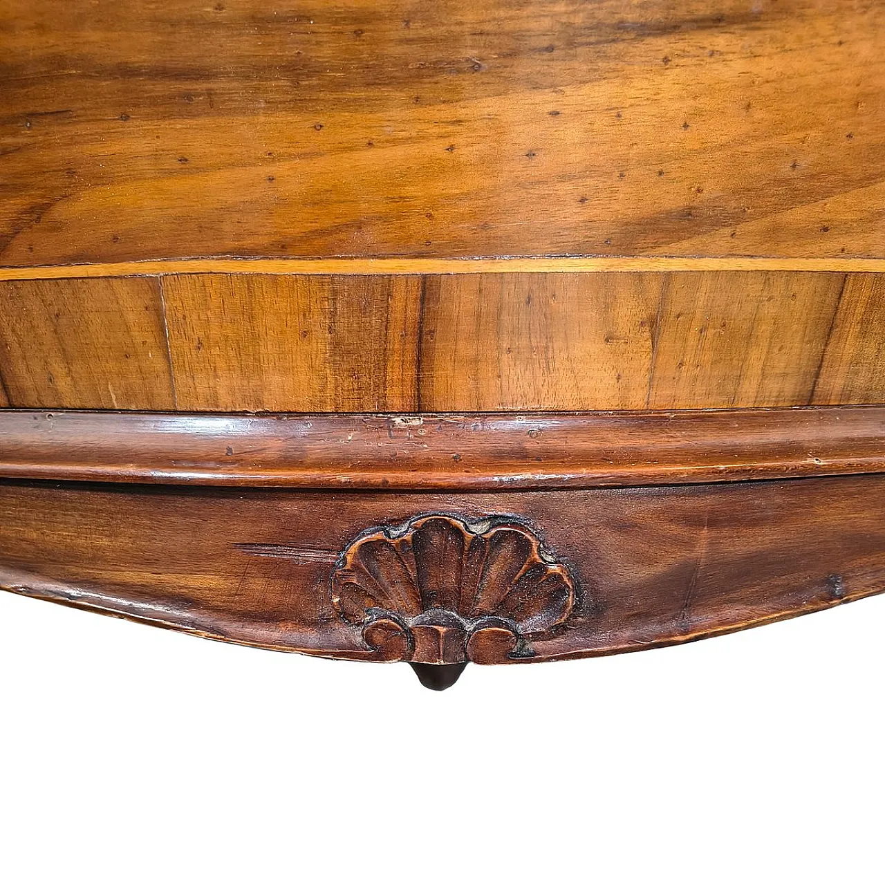 Walnut corner cabinet with inlaid wood and glass doors, 19th century 5