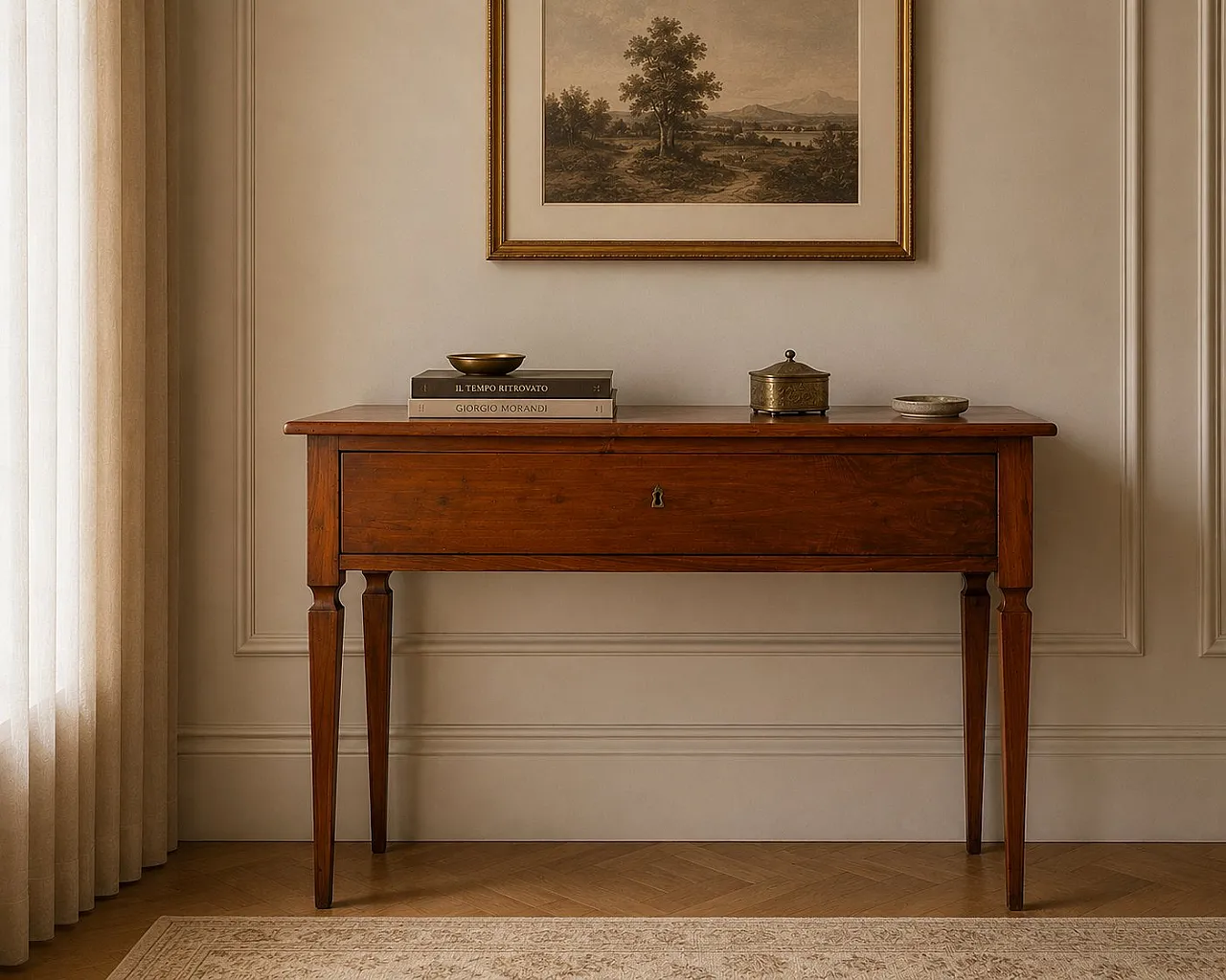 Cherrywood writing desk with drawer, late 18th century 11