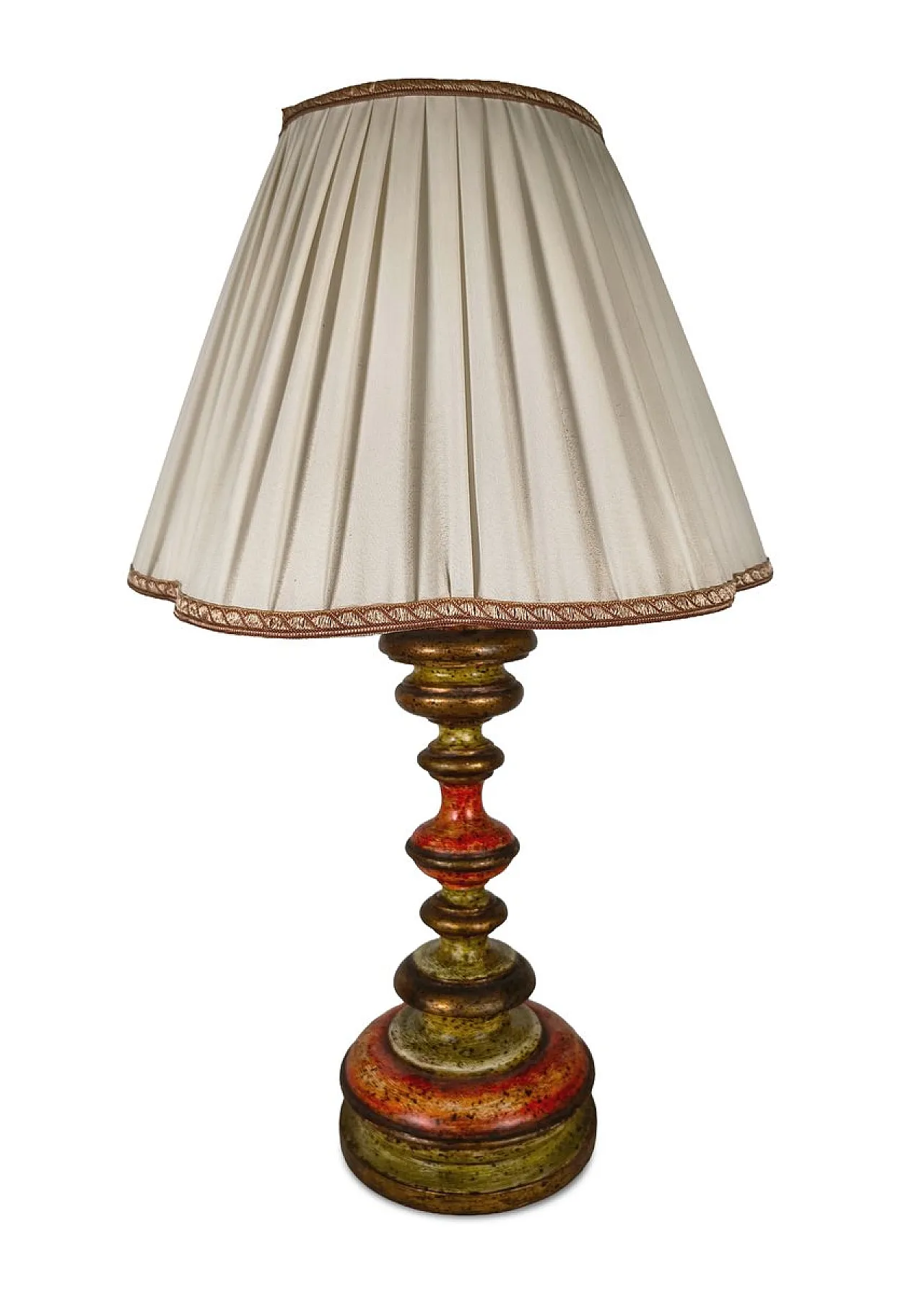 Polychrome and gilt wood table lamp, mid-20th century 1