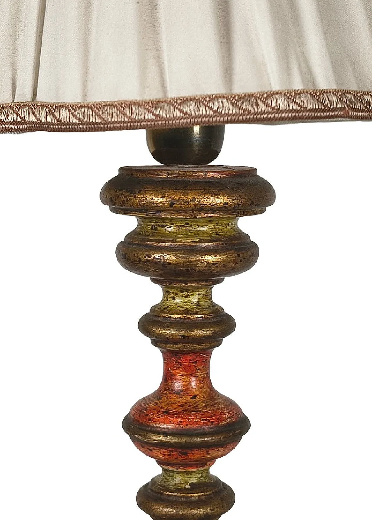 Polychrome and gilt wood table lamp, mid-20th century 3