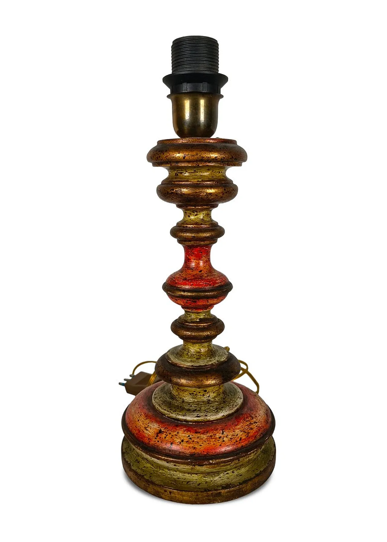 Polychrome and gilt wood table lamp, mid-20th century 4
