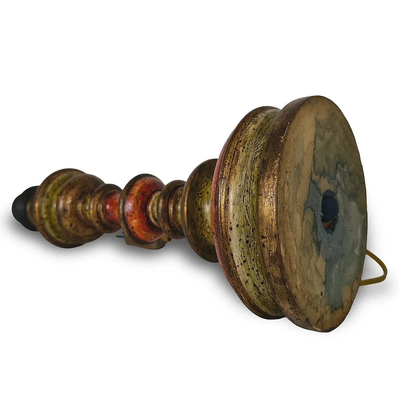 Polychrome and gilt wood table lamp, mid-20th century 5
