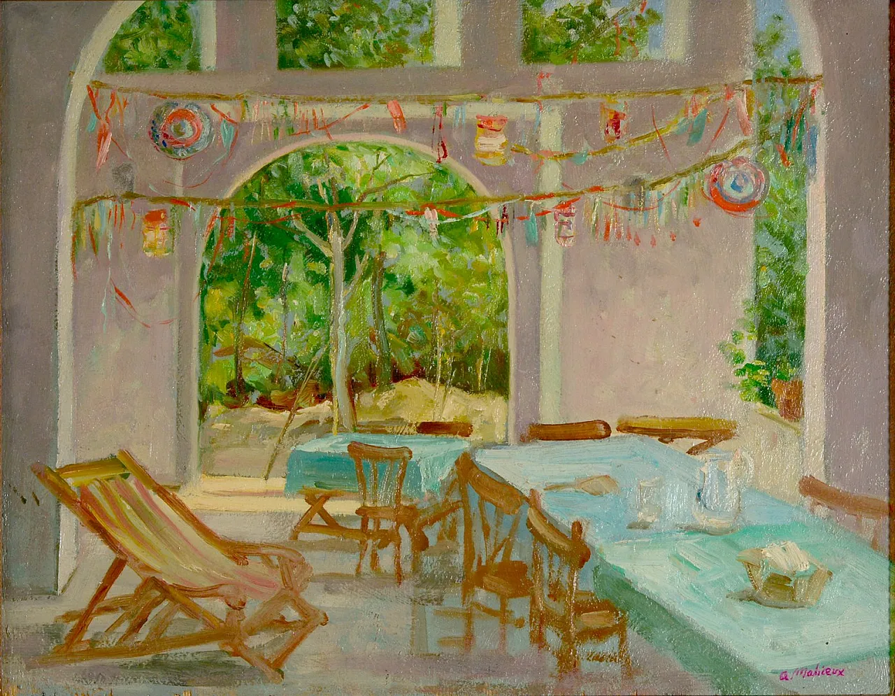 Alfredo Mahieux, Luce su Terrazza Ischitana, olio su tavola, anni '50 2