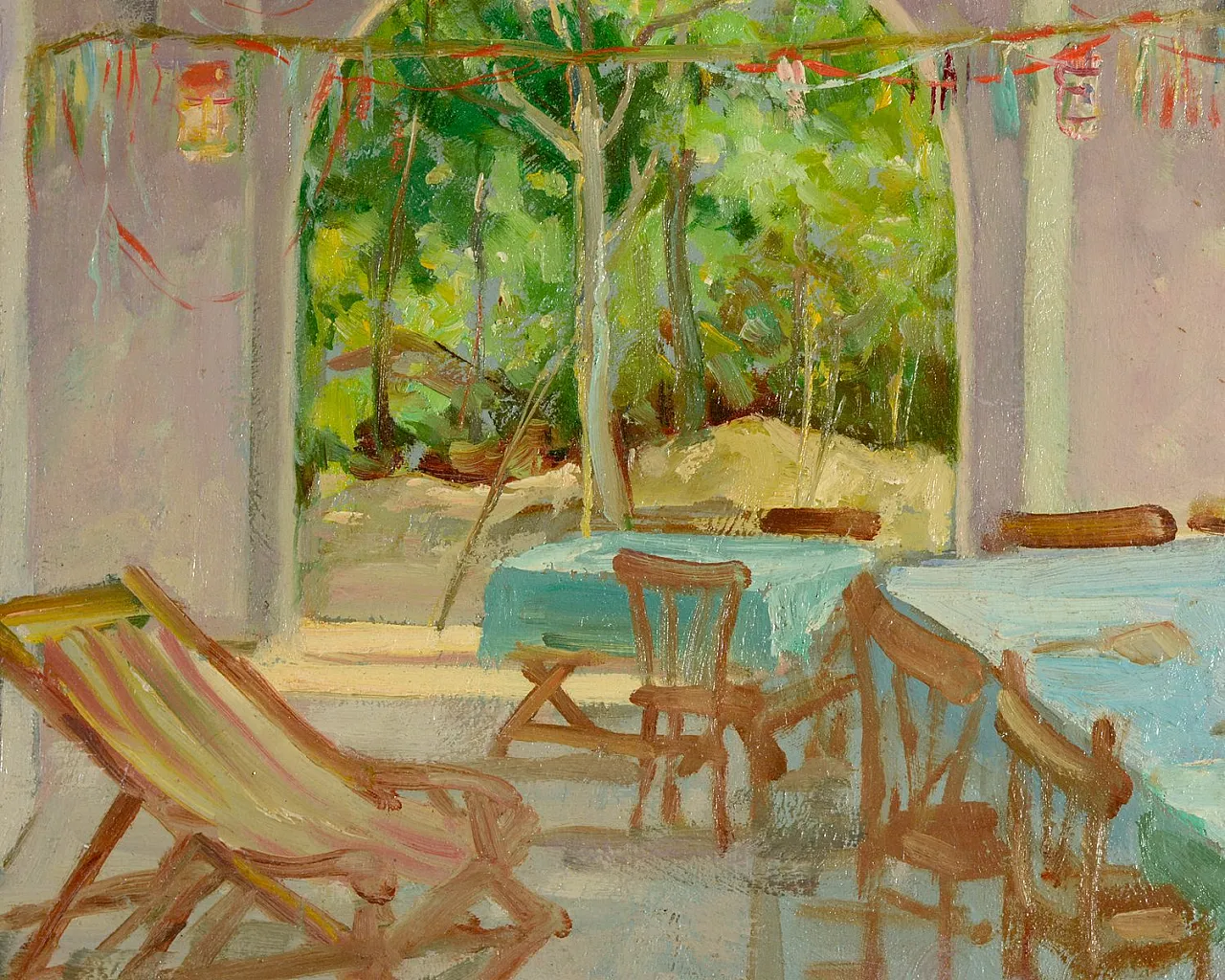 Alfredo Mahieux, Luce su Terrazza Ischitana, olio su tavola, anni '50 4