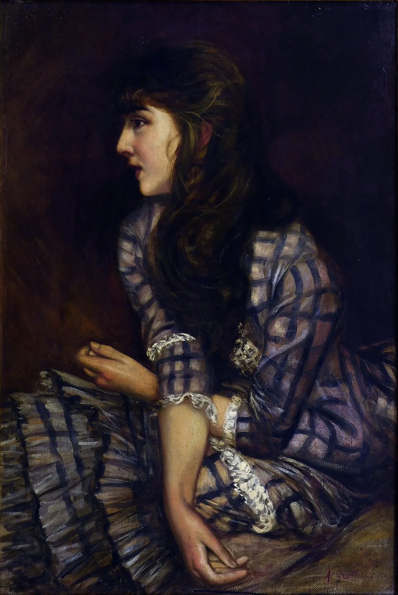 Angelo Granati, Ritratto di giovane donna, olio su tela, '900 2