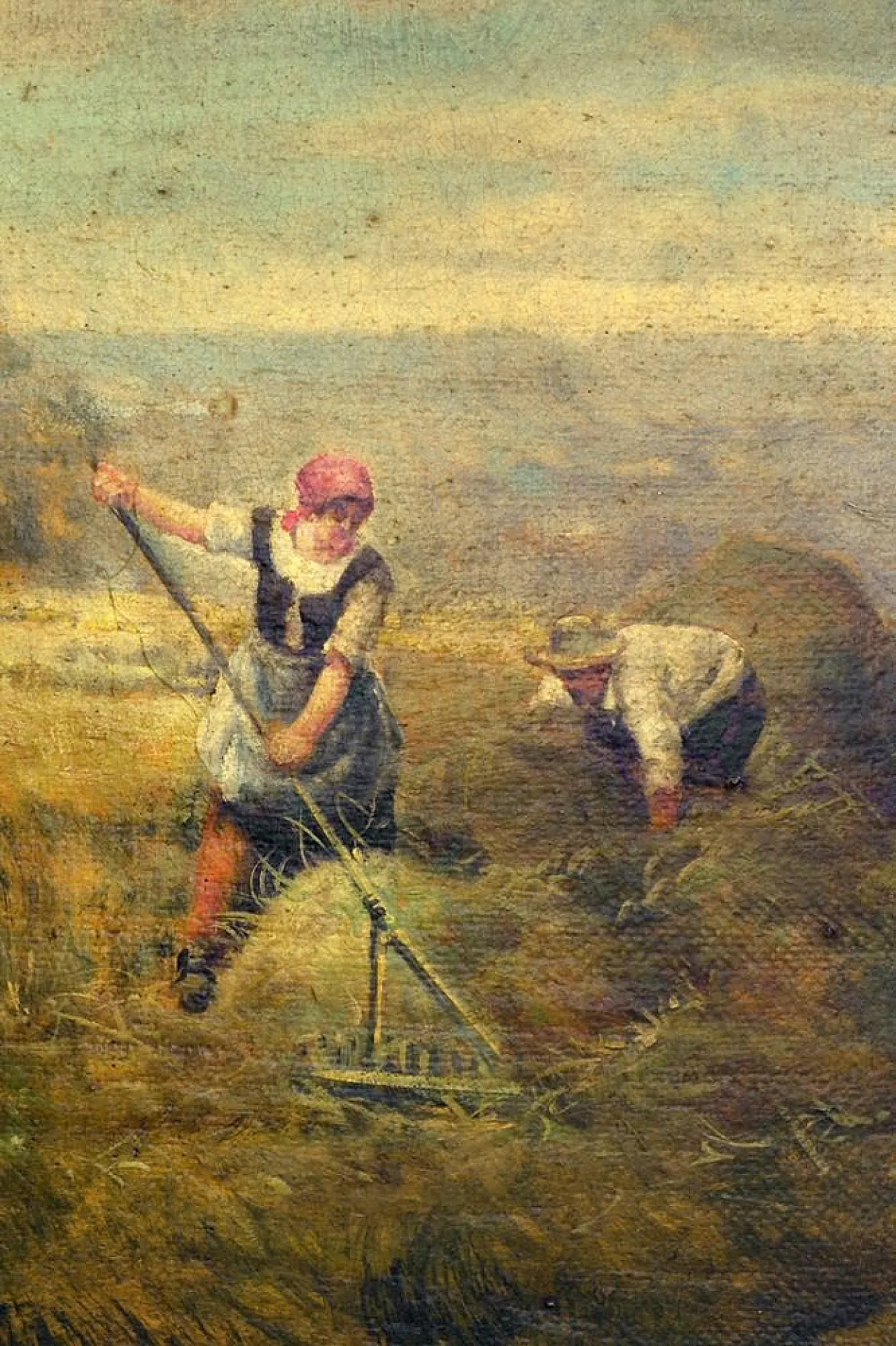 Emilio Pergola, Scena rurale con bovini, olio su tela, anni '90 5