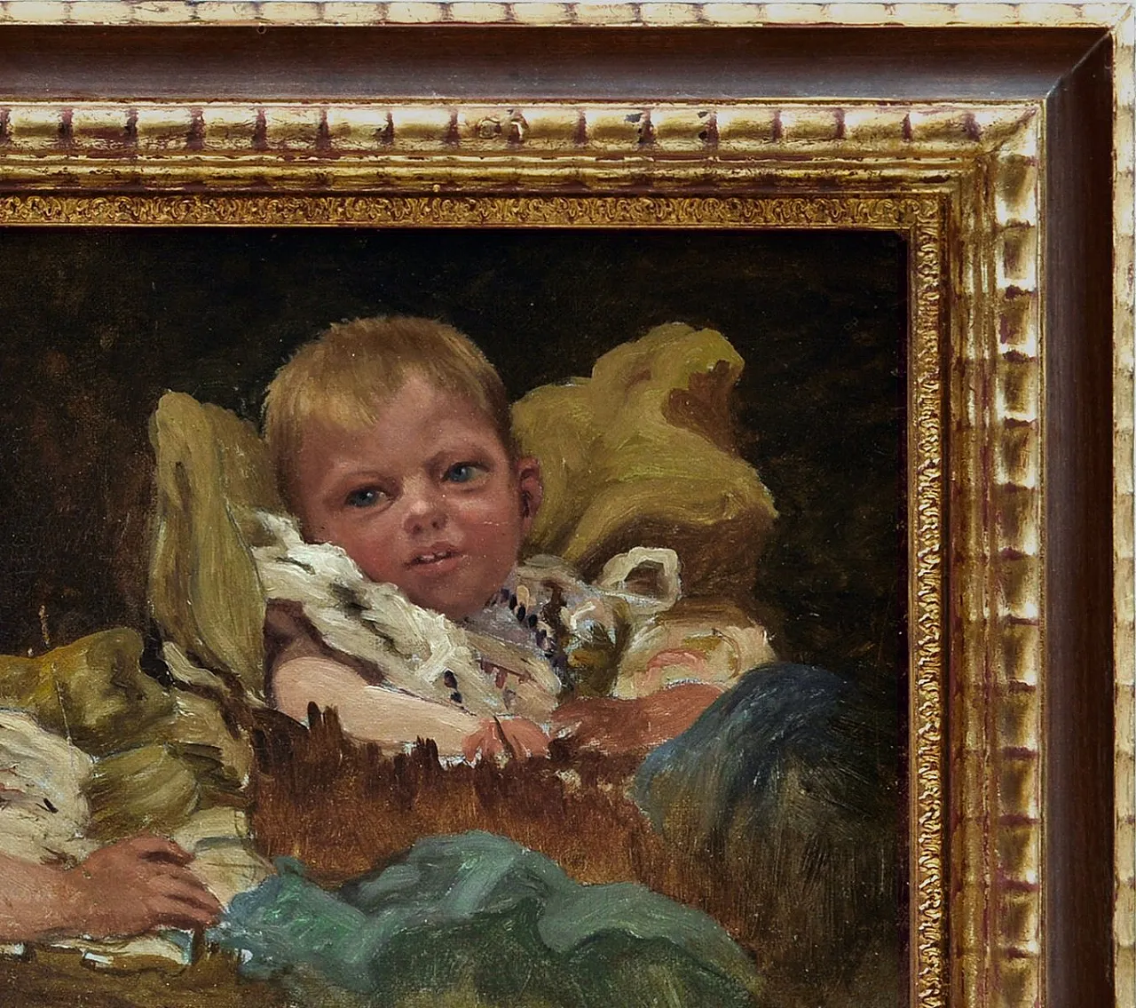 Vincenzo Caprile, Bambini, olio su tavola con cornice, fine '800 3