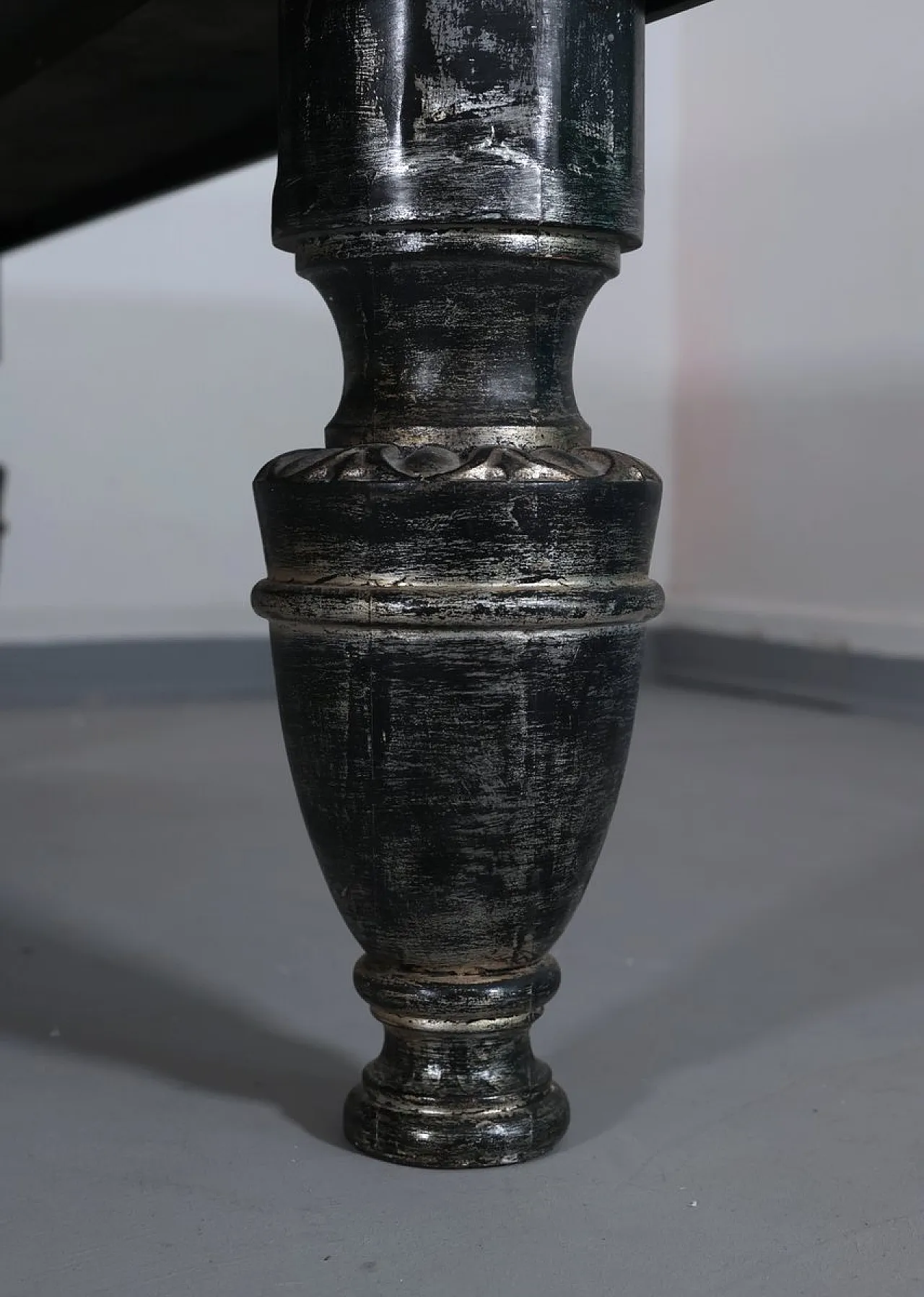 Patinated wooden coffee table with glass top, late 20th century 4