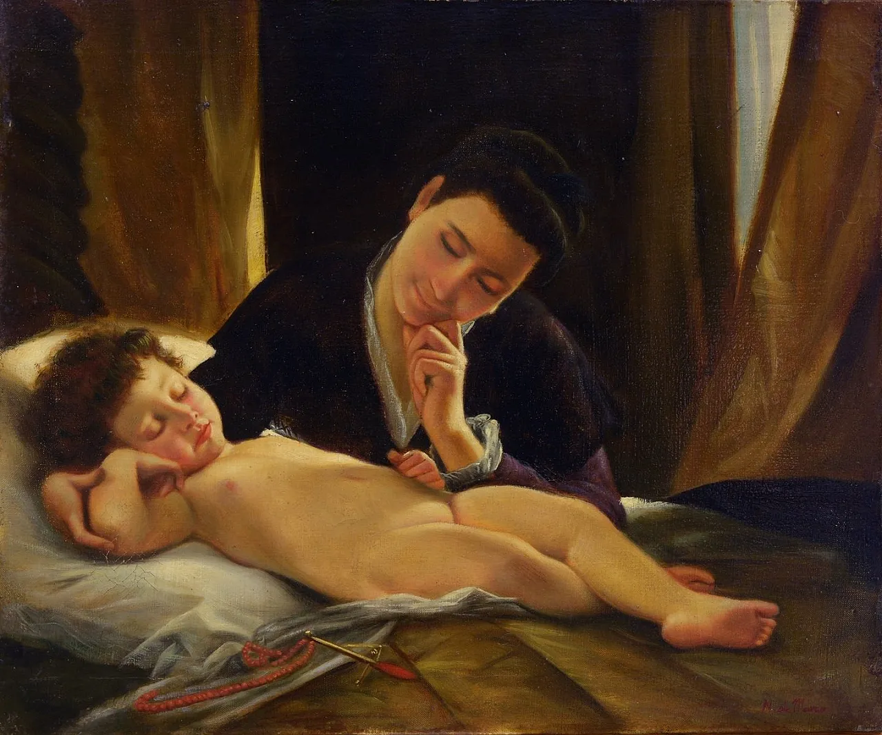Nicola De Marco, Madre con bambino addormentato, '900 2