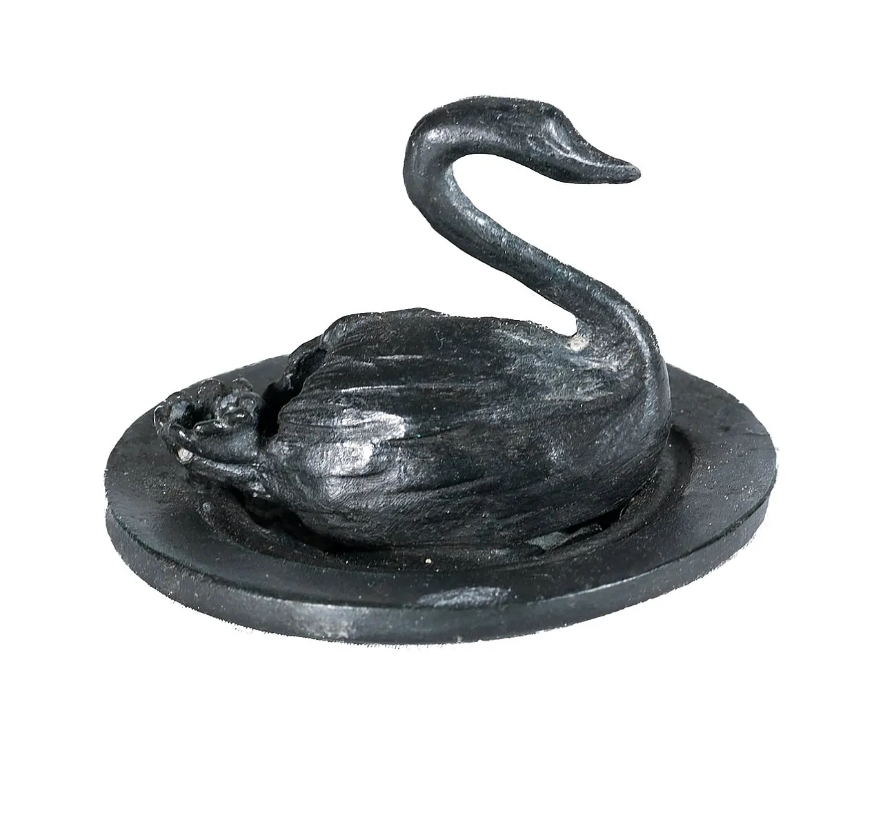 Hanging oil lamp in patinated bronze with swan motif, 20th century 6