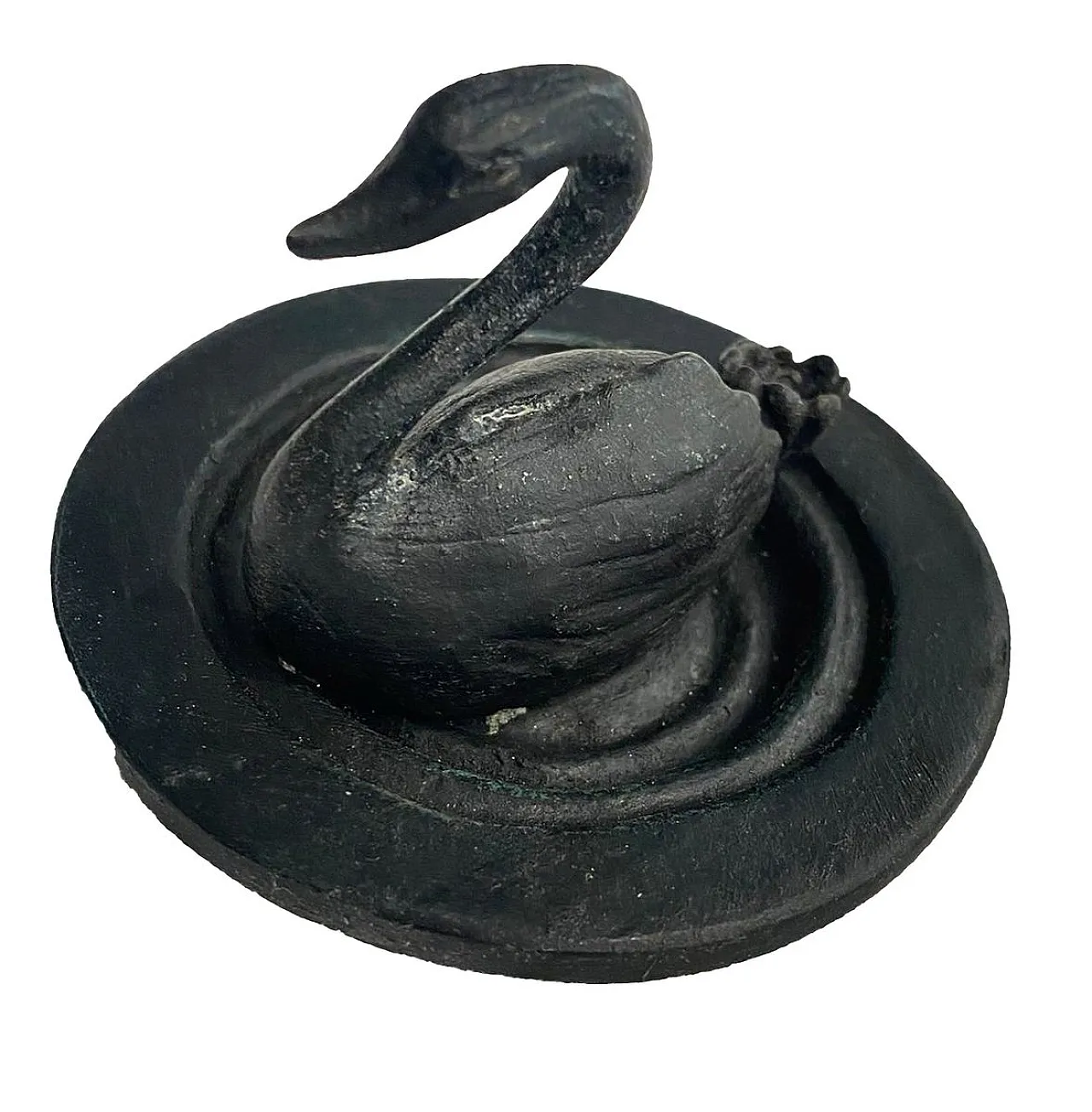 Hanging oil lamp in patinated bronze with swan motif, 20th century 7