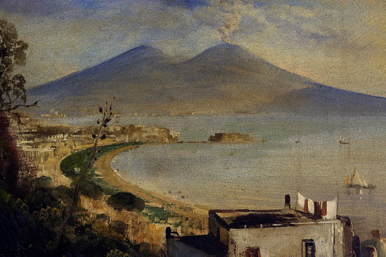 Ettore Ferrante, Veduta del Vesuvio, olio su tela, '800 3