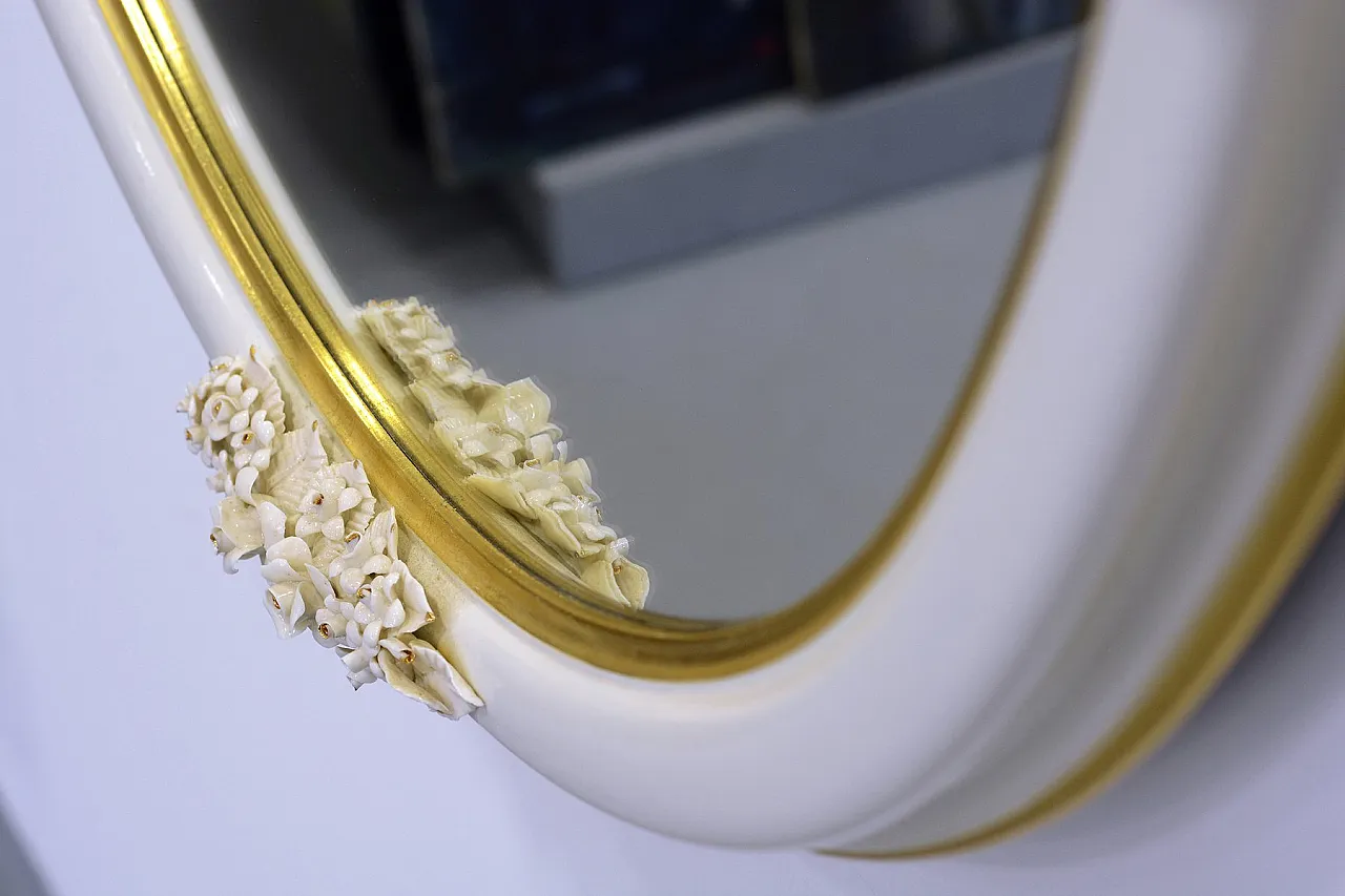 Specchio Capodimonte floreale di Giulio Tucci, anni '70 5