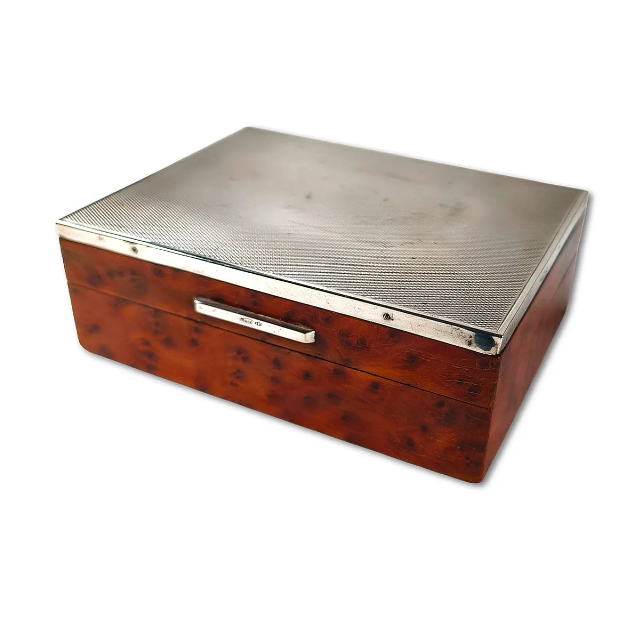 Elm burl and 800 silver jewelry box from Leonardo Gaito Napoli, 1950s 1