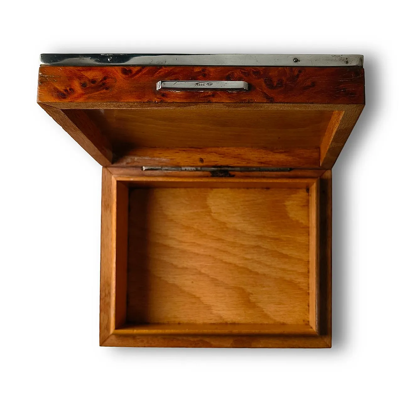 Elm burl and 800 silver jewelry box from Leonardo Gaito Napoli, 1950s 5