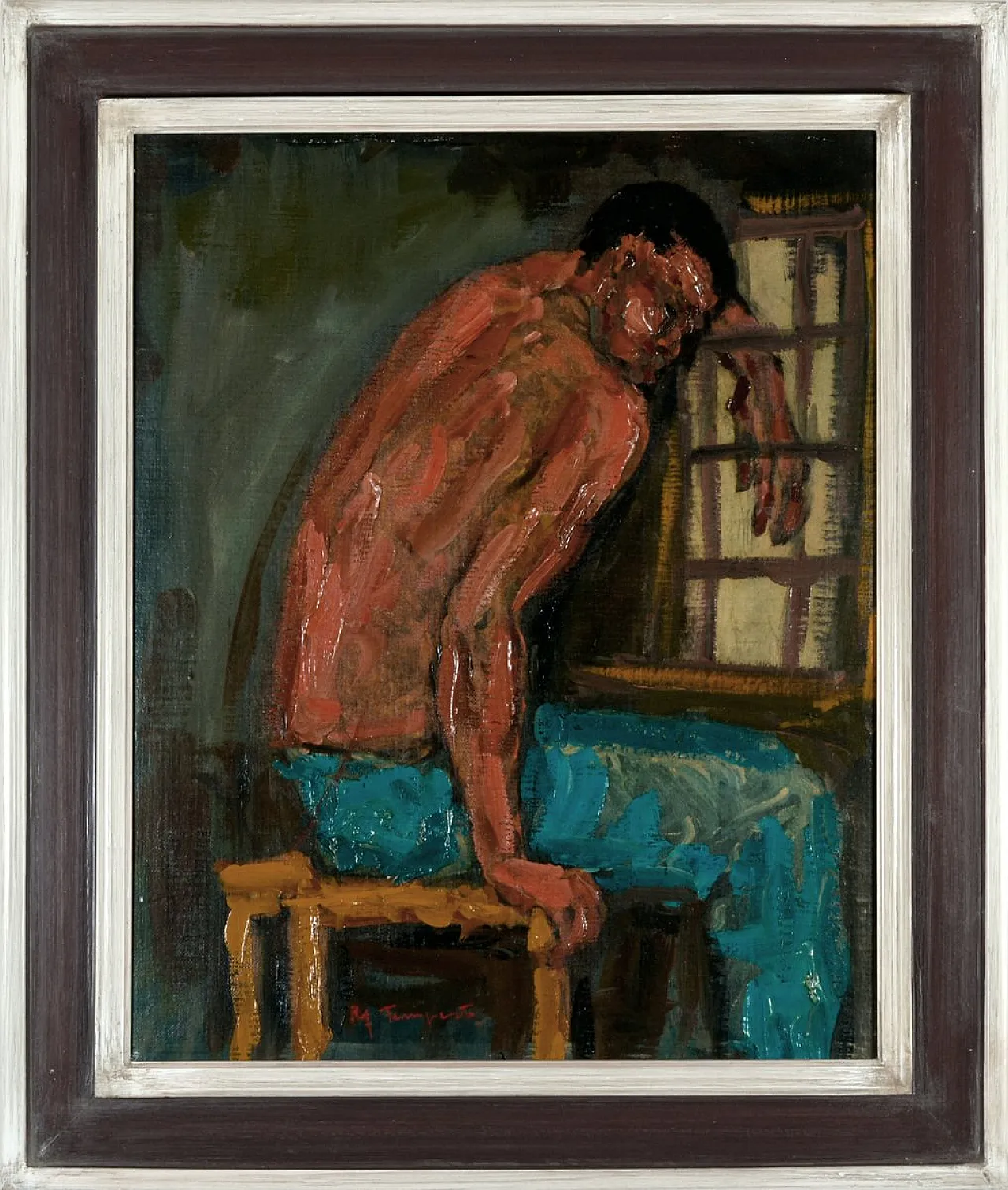 Frank Tempesta, Nudo maschile seduto, olio su tela, anni '70 1