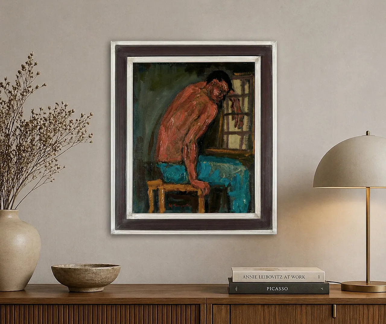 Frank Tempesta, Nudo maschile seduto, olio su tela, anni '70 2
