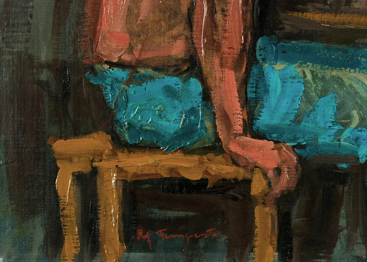 Frank Tempesta, Nudo maschile seduto, olio su tela, anni '70 3