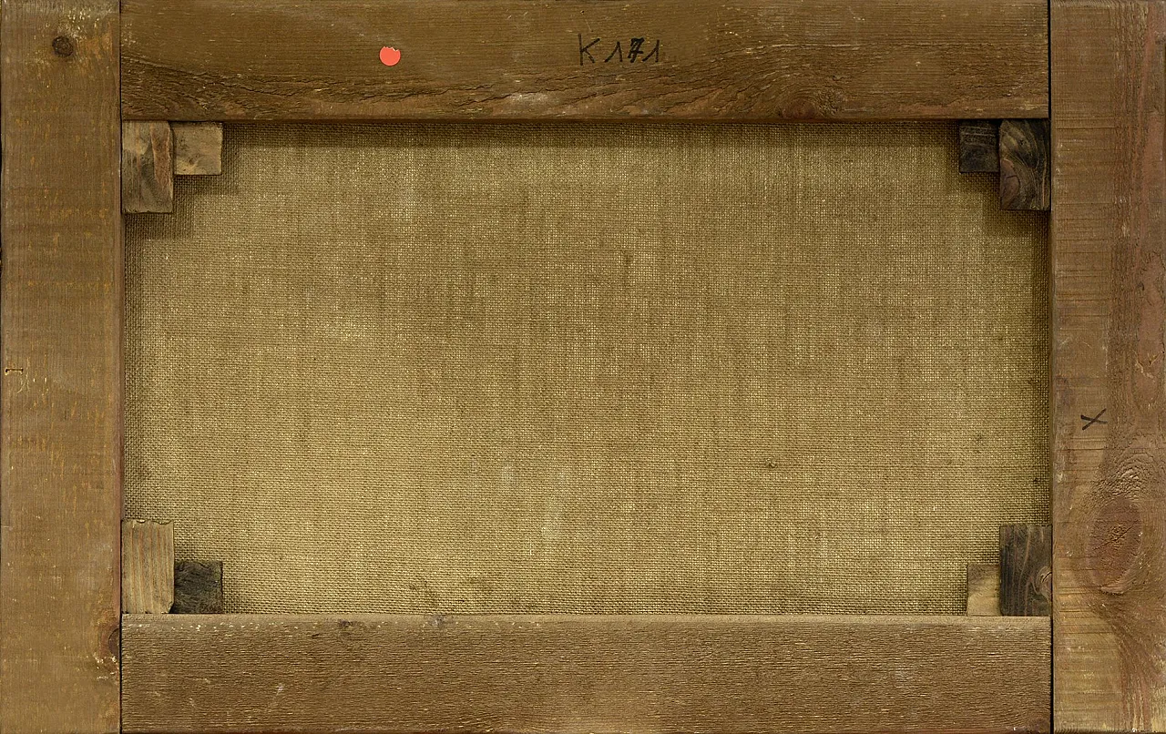 Paolo De Robertis, Paesaggio costiero, olio su tela di iuta, '900 7