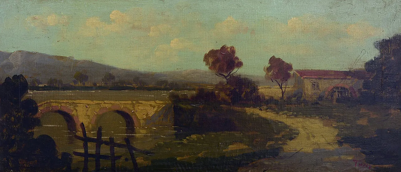 Antonio Tucci, Paesaggio di campagna, olio su tela, anni '90 1