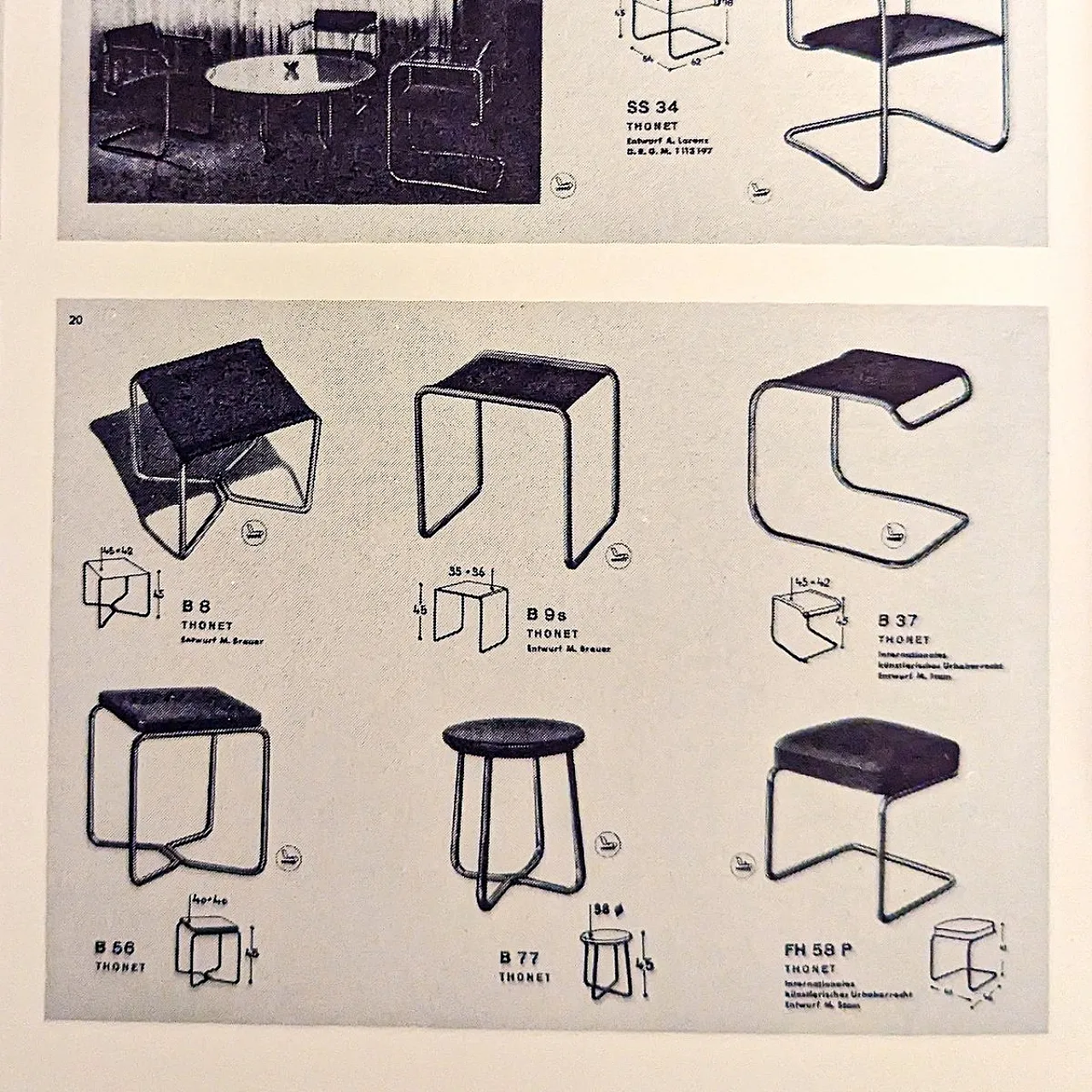 Early B 9/S Bauhaus canteen stool by Marcel Breuer for Thonet, 1930s 13