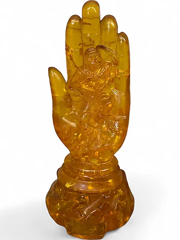 Mano Ambra con scolpito Buddah Cina, ‘900
