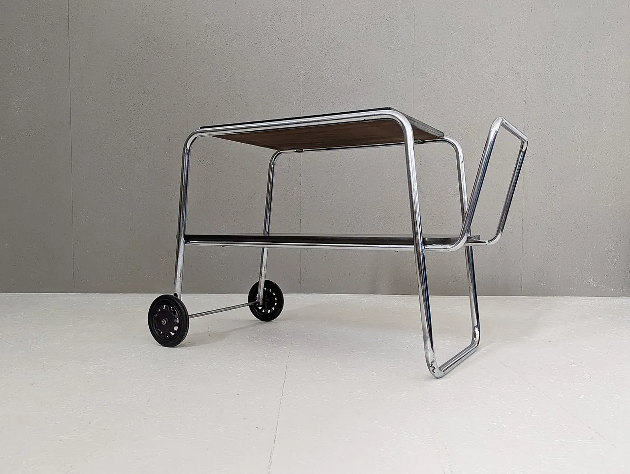 Bauhaus tubular steel serving cart by Robert Slezák, 1930s 1