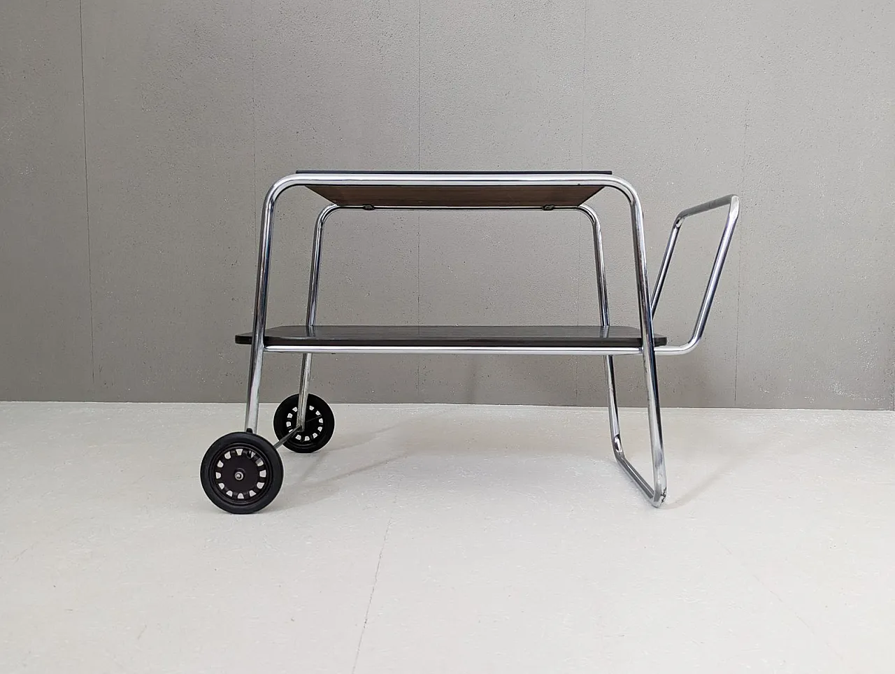 Bauhaus tubular steel serving cart by Robert Slezák, 1930s 3