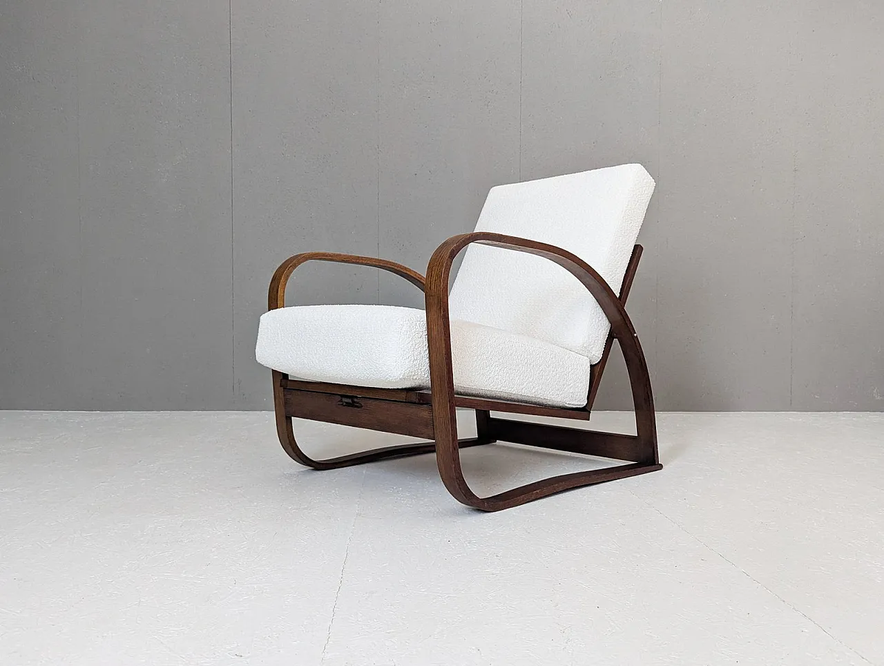 H 70 armchair in bouclé by Jindrich Halabala for Up Závody, 1930s 1