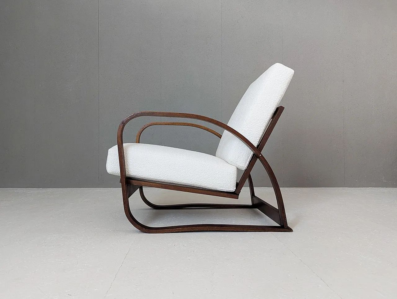 H 70 armchair in bouclé by Jindrich Halabala for Up Závody, 1930s 3