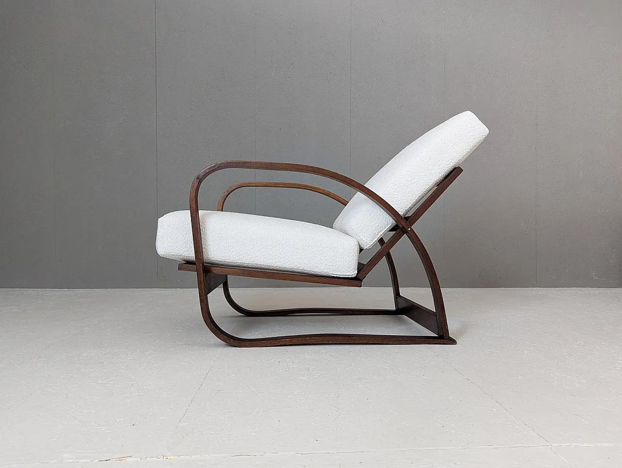 H 70 armchair in bouclé by Jindrich Halabala for Up Závody, 1930s 4