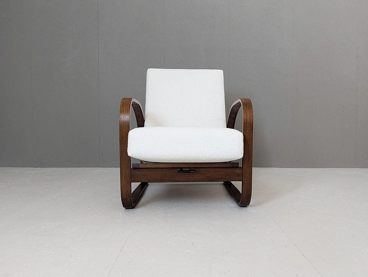 H 70 armchair in bouclé by Jindrich Halabala for Up Závody, 1930s 5